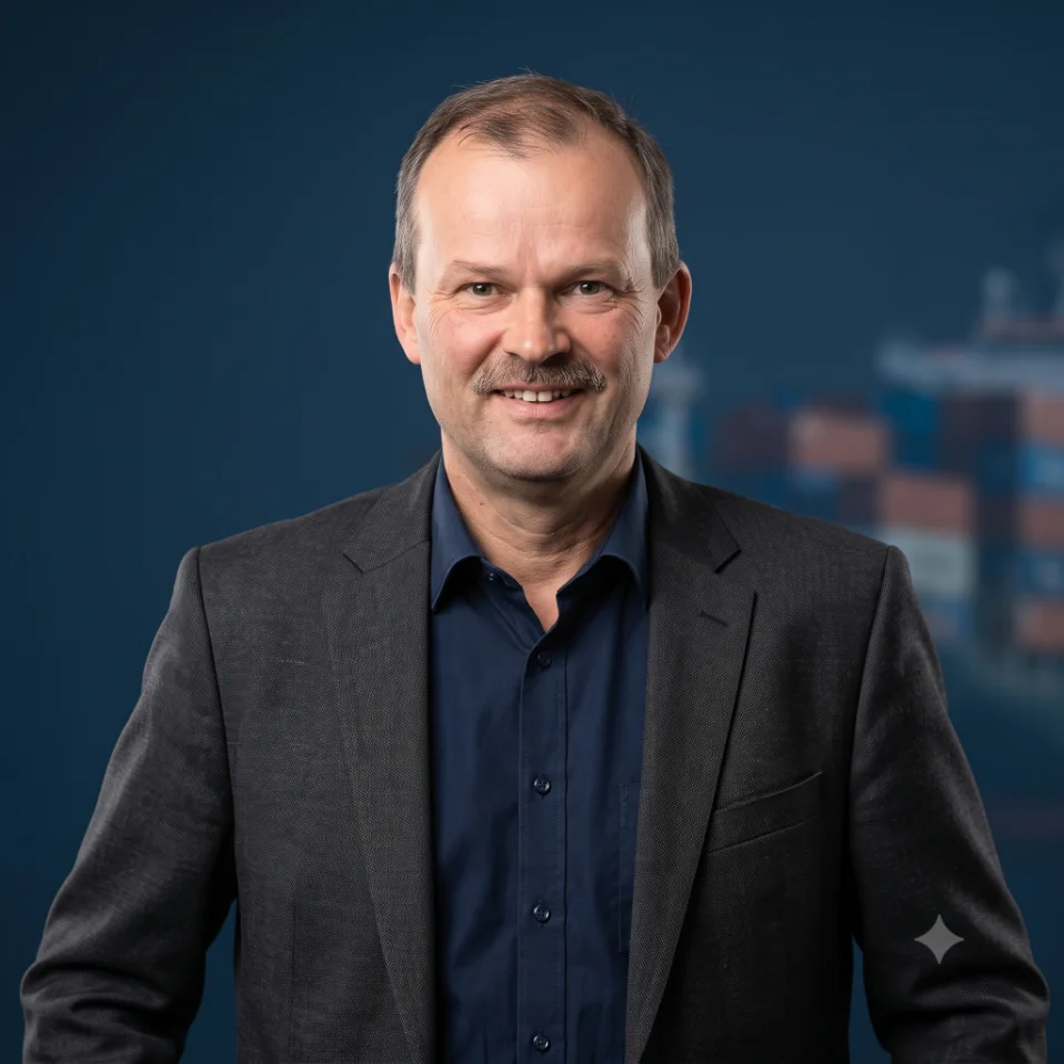 Andreas Dibbern, Inhaber von A-TAINER & SERVICE, im Depot in Hamburg
