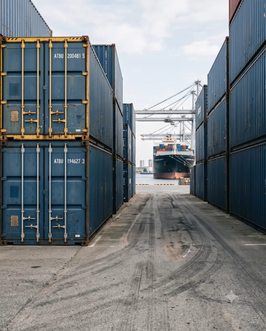 Kranverladung eines 40-Fuß-Seecontainers im A-TAINER-Depot in Hamburg